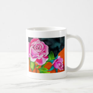 Pink Rose with orange watercolor art Coffee Mug