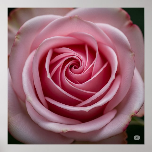 Pink Rose with Spiralling Petals Poster (Front)