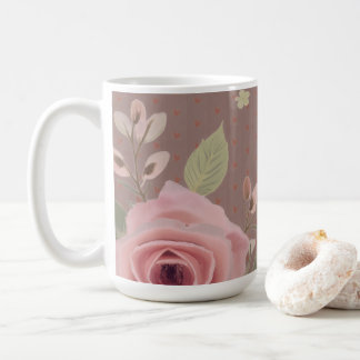 Pink Rose With Typography Coffee Mug