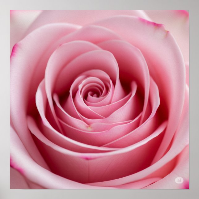Pink Rose with Water Droplets Poster (Front)