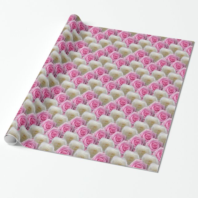 Pink Rose Wrapping Paper Romantic Rose Paper (Unrolled)