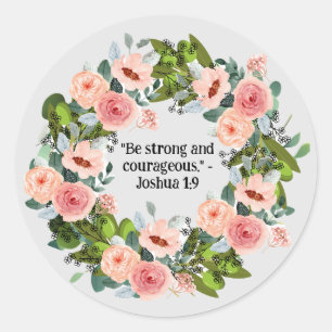 Pink Rose Wreath: Quote for Faithful Reflection Classic Round Sticker