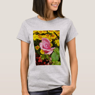Pink Rose & Yellow Flowers T-Shirt