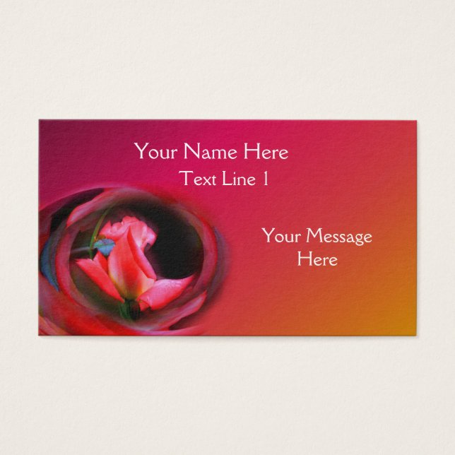 Pink Rosebud Abstract Flower Art Business Card (Front)