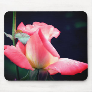 Pink Rosebud Delight Flower Mouse Mat