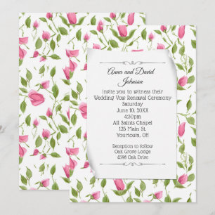 Pink Rosebud Design for Vow Renewal Invitation
