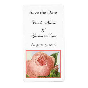 Pink Rosebud Editable Save the Date Labels