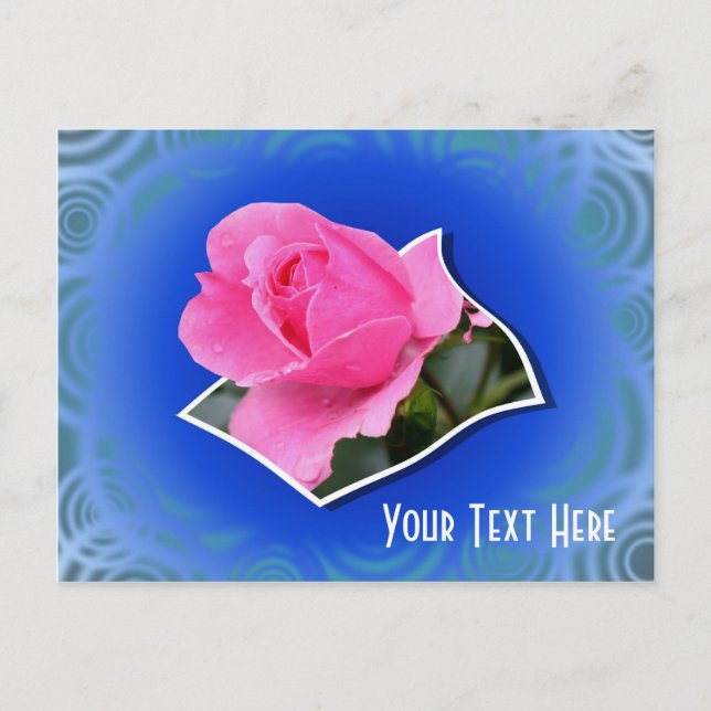 Pink Rosebud Floral Customisable Postcard (Front)