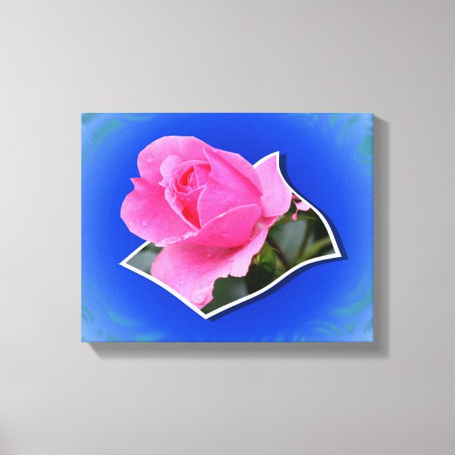 Pink Rosebud Flower Out Of Bounds Canvas Print (Front)