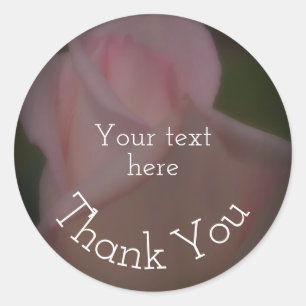 Pink Rosebud Flower Thank You Personalised Classic Round Sticker