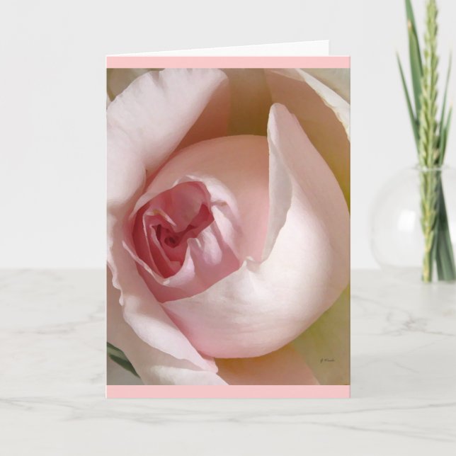 Pink Rosebud Greeting Card (Front)
