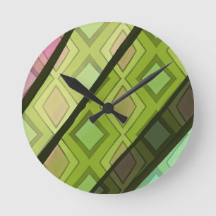 Pink Rosebud Interpretive Art  Round Clock