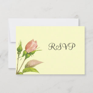 Pink Rosebud RSVP Invitation Template