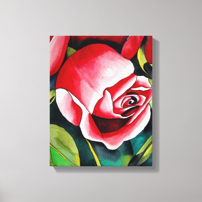 Pink Rosebud watercolor painting art flower Canvas Print (Front)