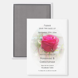 Pink Rosebud Wedding Save The Date Magnet