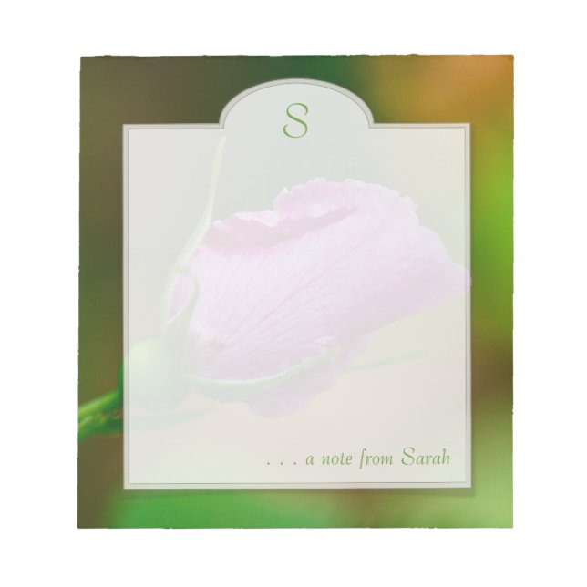 Pink Rosebud Wildflower Custom Notepad (Front)