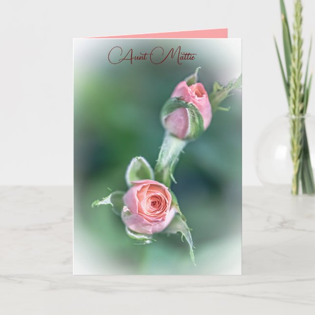 Pink Rosebuds  Card (Front)