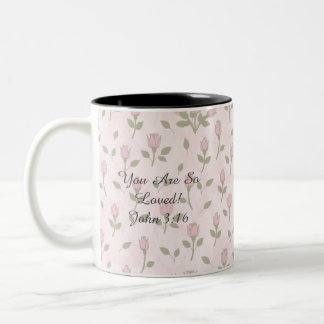 Pink Rosebuds Two-Tone Coffee Mug