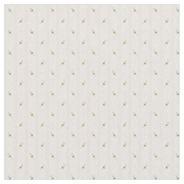 Pink Rosebuds with Stripes Fabric (Close Up)