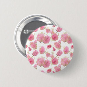 Pink roses 6 cm round badge