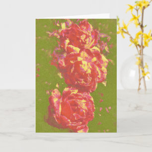 Pink Roses Abstract Art Note Card