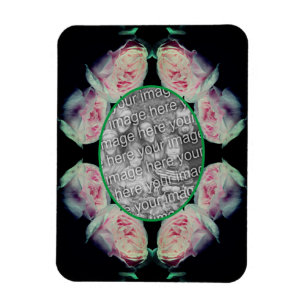 Pink Roses Abstract Frame Add Your Photo Magnet