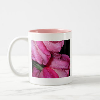 Pink roses after a rain Two-Tone coffee mug