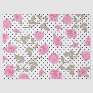 Pink Roses and Black Polka Dots   Tissue Paper