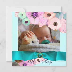 PINK ROSES  AND BLUE BOW PHOTO TEMPLATE MONOGRAM