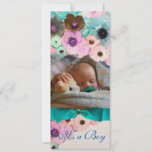PINK ROSES AND BLUE BOW PHOTO TEMPLATE MONOGRAM