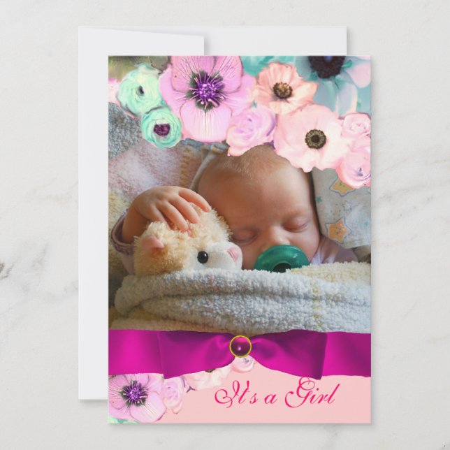 PINK ROSES  AND BLUE BOW PHOTO TEMPLATE MONOGRAM (Front)