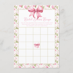 Pink Roses and Bows Coquette Bridal Shower Bingo  Enclosure Card