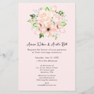 Pink Roses and Buds Wedding Invitation