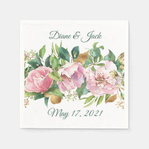 Pink Roses and Foliage Paper Napkin