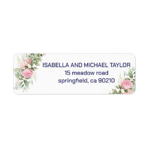 Pink Roses and Greens Custom Return Address Label 
