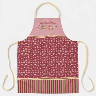 Pink roses and hearts apron