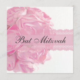 Pink Roses and Lace Bat Mitzvah Invitation