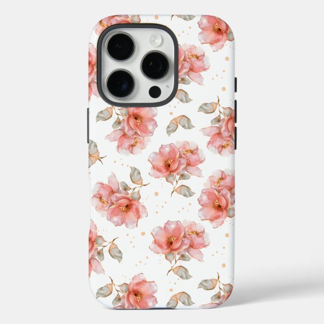 Pink Roses and Leaves Case-Mate iPhone Case (Back)
