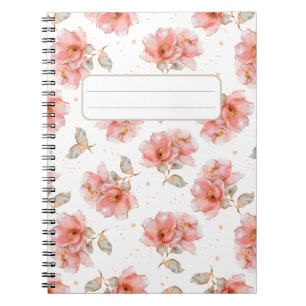Pink Roses and Leaves Notebook