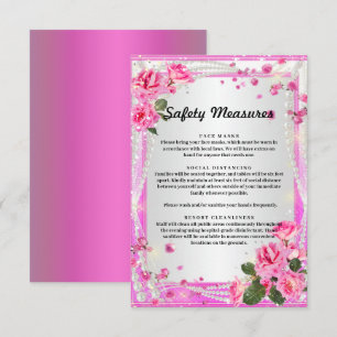 Pink Roses And Pearls Safety Measures Enclosure Card