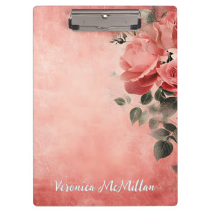 Pink Roses and Pink Background Clipboard