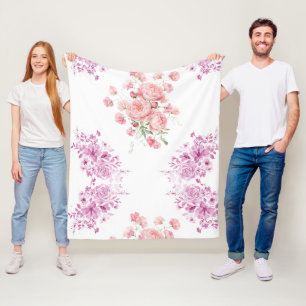 Pink Roses and Purple Flowers Decorative Blanket –