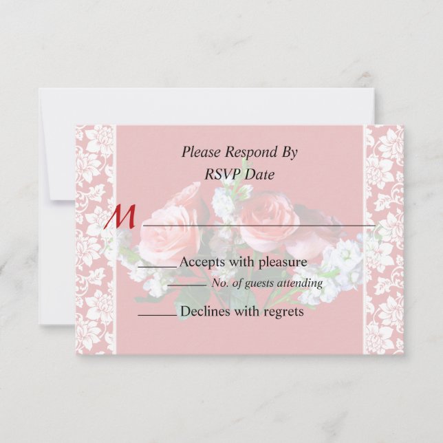 Pink Roses and Snapdragons Wedding Invitation (Front)