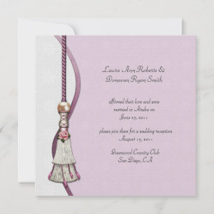 Pink Roses and Tassel Post Wedding Invitation