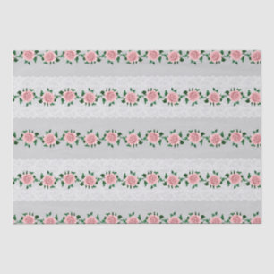 Pink Roses And Wedding Lace  Tissue Paper