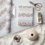 Pink Roses And Wedding Lace  Wrapping Paper<br><div class="desc">A Wrapping Paper,  Pattern Of Striped Rose Flowers On White Lace In Pink And Grey Colours For Engagements Or Bridal Showers.</div>