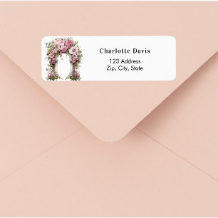 Pink roses arch garden return address 