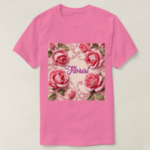 Pink Roses Art Nouveau Florist T-Shirt