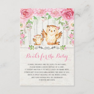 Pink Roses Baby Girl Owl Bring a Book Insert Card