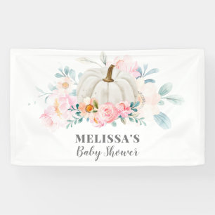 Pink Roses Baby Shower Floral Pumpkin Banner